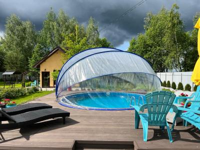 Круглый купольный тент павильон Pool Tent 5,0м для бассейнов и СПА, синий