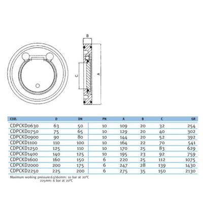 Обратный клапан межфланцевый EFFAST d225mm (CDPCKD2250)