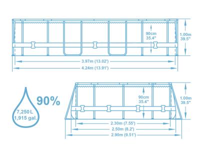 Каркасный бассейн Power Steel 427х250х100см, 7250л, фил.-насос 2006л/ч, лестница, попл.-дозатор