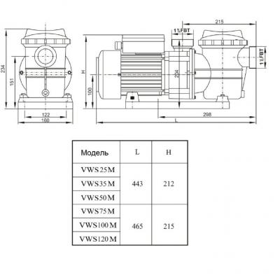 Насос AquaViva VWS50M однофазный с префильтром (VWS50M)