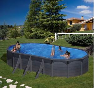 Овальный бассейн, серия "GRANADA" 730x375x132см, имитация Графит