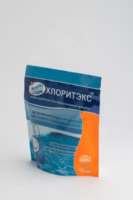 ХЛОРИТЭКС, 0,2кг пакет, гранулы для текущей и ударной дезинфекции воды
