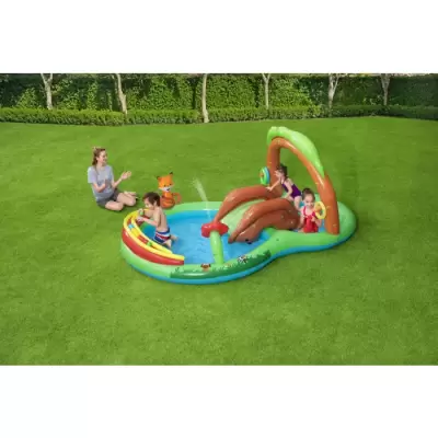 Игровой центр 295х199x130см "Лесные игры" с разбрызгивателем, горкой и игрушками, 325л, от 2 лет