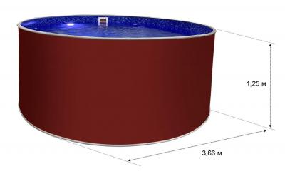 Круглый бассейн ЛАГУНА 3,66 х 1,25 м (рубиново-красный RAL 3003)