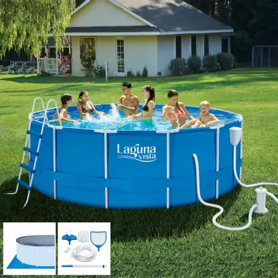 Каркасный бассейн 396х132см, 13785л, фил.-насос 3000л/ч, лестн, тент, подст, наб.д./чистки, скиммер