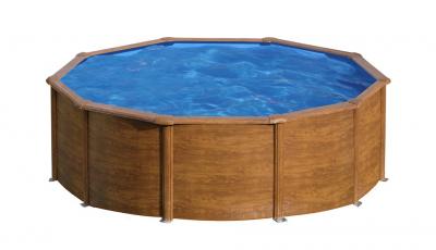 Круглый бассейн, серия "SICILIA" 460x120см, имитация Дерево
