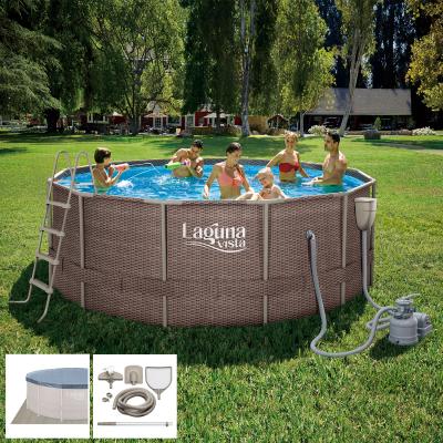 Каркасный бассейн 366х132см, 10250л, пес.фил-насос 4100л/ч, лестн, тент, подст, наб.д./чист., ским.