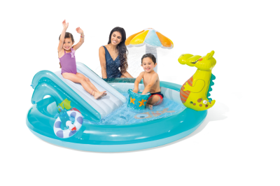 Игровой центр 201х170х84см "Аллигатор" с разбрыз., горкой и игрушками, 160л, до 54кг, от 2 лет