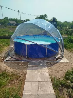 Круглый купольный тент павильон Pool Tent 3,6м. для бассейнов и СПА, серый