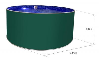Круглый бассейн ЛАГУНА 3,66 х 1,25 м (мятно-зелёный RAL 6029)