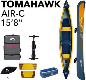 Надувная байдарка (каноэ)"Tomahawk AIR-C" 478x88см, насос, сиденье, киль, рюкзак, до 260кг