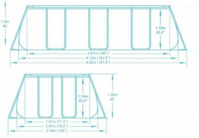 Каркасный бассейн Power Steel 412х201х122см, 8124л, фил.-насос 2006л/ч, лестница, попл.-дозатор