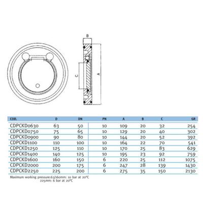 Обратный клапан межфланцевый EFFAST d200mm (CDPCKD2000)