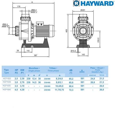 Насос Hayward HCP10253E1 BC250/KA250 (380В, 2,5HP)