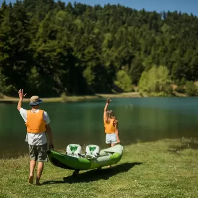 Надувной каяк "Betta-412" 412x80см двухместный, насос, весла, сиденья, киль, сумка, до 180кг